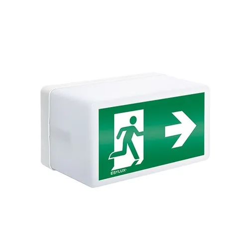 Esylux Notleuchte SLB, LED mit Akku – IP54 Schutz für außen - Akku-Leuchte mit 3 Stunden Notlichtdauer bei Stromausfall, ideal für Decken- oder Wandmontage. Inkl. 4 selbstklebender Schilder für optimale Orientierung.