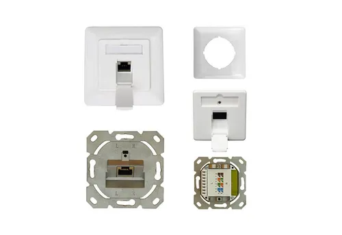 ProfiPatch Datendose Netzwerkdose Unterputz Cat.6A 500MHz 1-Port Input oben/unten Netzwerk-Adapter
