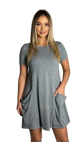 Mississhop A-Linien-Kleid Kleid Tunika Longshirt Pulli Tunika Minikleid mit Taschen 6514