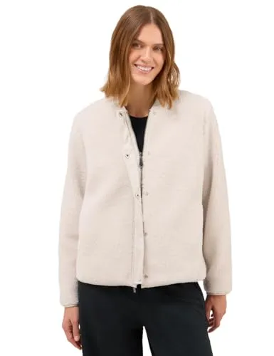 CECIL Fellimitatjacke Damen XL, beige - Wendbare Blousonjacke für Damen in teddy vanilleweiß, kombiniert glatte Oberfläche und kuscheliges Teddy-Material. Ideal für einen lässigen Alltags-Look mit Stehkragen und praktischen Taschen.