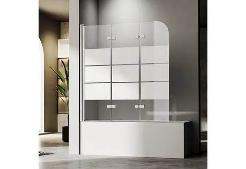 Hopibath Faltbare Duschwand für Badewanne – 3-teiliges Milchglas-Design