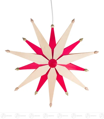 Fensterschmuck Weihnachtsstern doppelt rot/natur von Volkskunstwerkstatt Eckert, Katrin Eckert