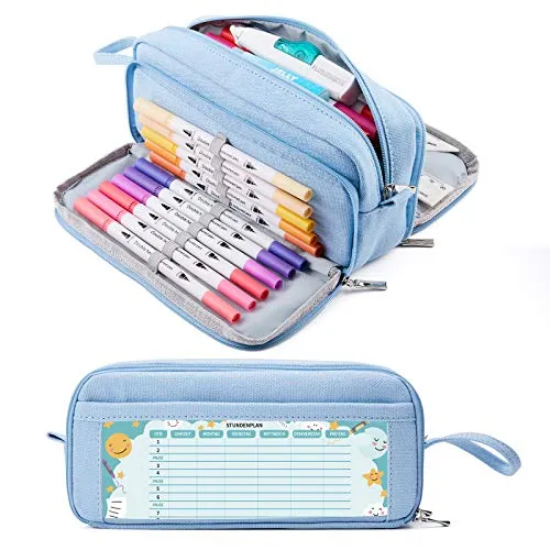 Produktbild KALIDI Federmäppchen mit 3 Fächer Große Kapazität Mäppchen Federtasche Stiftetasche Pencil Case Bleistifttasche für Schule & Büro