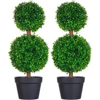 HOMCOM 2er-Set Künstlicher Buchsbaum 60 cm - Künstliche Pflanzen, UV-beständig und pflegeleicht – ideal für Wohnzimmer, Schlafzimmer oder Garten. Bringen Sie Farbe in Ihr Zuhause ohne Gießen oder Düngen!