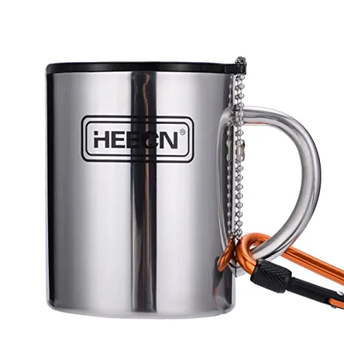 HEECN® Camping Becher Mit Deckel und Karabiner