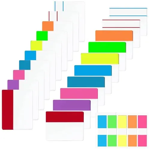 Newplenty 2800 Stück Haftnotizen,14 Stile Transparent Sticky Notes, Selbstklebend Haftstreifen, Klein Klebezettel Notizzettel, Page Marker Haftmarker Index Tabs Book Tabs für Büro Schule (500)