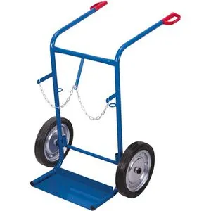 VARIOfit Sackkarre Stahlflaschenkarre fk-1300 - Sackkarre für 2 Stahlflaschen (40-50l) mit einer Tragkraft von 200kg, ausgestattet mit pannensicheren Vollgummireifen und Sicherheitshandgriffen für einfachen Transport.