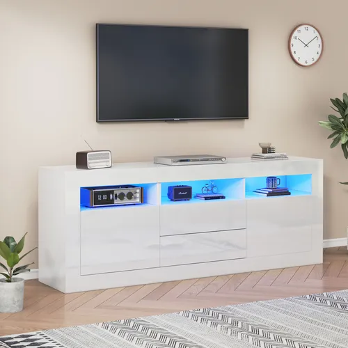 Merax TV-Schrank mit LED-Beleuchtung und Hochglanzfronten von Merax