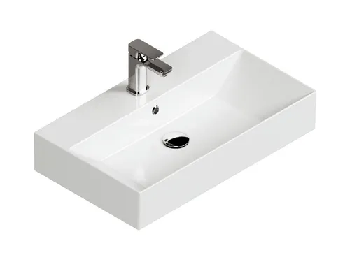 Aqua Bagno Eckiges Design Waschbecken - Hochwertiges, eckiges Waschbecken aus weißer Keramik, ideal für moderne Badezimmer und platzsparende Lösungen.