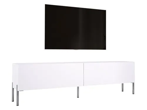 3E 3xE living.com TV- Schrank in Weiß Matt mit Beinen in Chrom, A: B: 170 cm, H: 52 cm, T: 32 cm