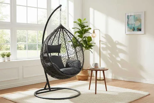 riess-ambiente Hängesessel LOFT anthrazit/grau - Hängesessel für Outdoor, ideal für Terrasse und Balkon, mit 120 kg Tragkraft und stilvollem Design für entspannende Momente.