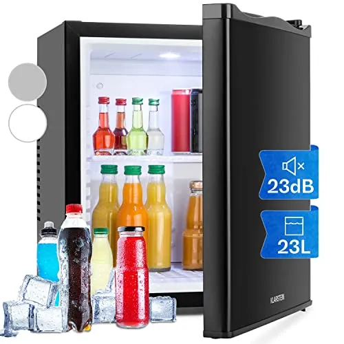 Klarstein MKS-10 Mini Kühlschrank - Mini-Kühlschrank (19 Liter), geräuschlos mit Innenbeleuchtung, ideal für kleine Räume, Camping oder als Minibar – perfekt für gekühlte Getränke und Snacks.