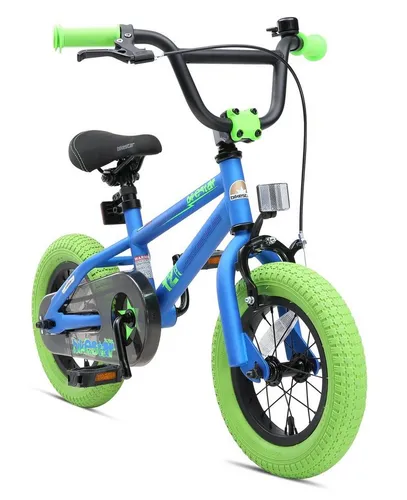 BIKESTAR Kinder Fahrrad 12 Zoll BMX | Blau & Grün für Kids ab 3 Jahren - Jugend- & Kinderfahrräder, leichtes und stabiles Design für sicheres Fahren, ergonomische Haltung fördert gesunde Entwicklung.