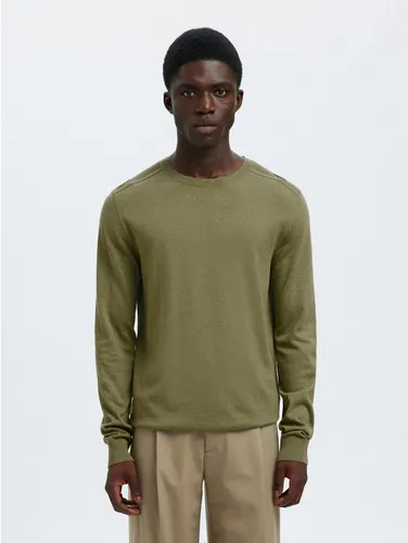Selected Rundhalspullover SLHBERG CREW NECK NOOS Baumwolle, regular fit