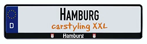 carstyling XXL Design Kennzeichenrahmen Bundesland Hamburg 2 Stück