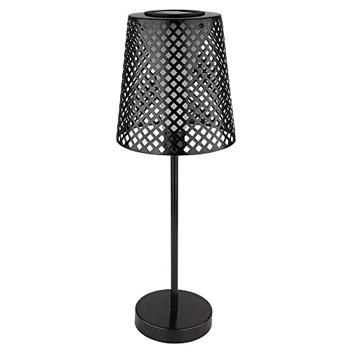 LED Solar Tischleuchte für Garten und Balkon - Metall schwarz, 3000K warmweiß - Lampen für Außenbereiche, elegante Solarleuchte mit 6-8 Stunden Leuchtdauer und spritzwassergeschütztem Design für stimmungsvolle Akzente.