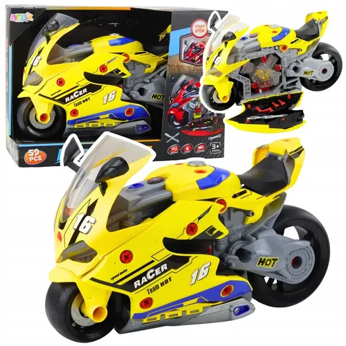 Motocykl Do Rozkręcania 2w1 DIY Warsztat Światła Dźwięki Dym Żółty 5905991080688