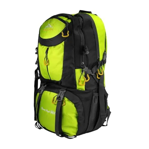 OcioDual Wanderrucksack, 50 Liter, Wasserdicht Und Leicht, Grün, Mehrere Taschen, Ideal für Reisen, Berg, Camping, Outdoor, Ultraleicht, für Damen Und Herren