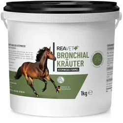REAVET Bronchial Kräutern 1 kg - Pferdefutter zur Unterstützung der Atemwege, 100% natürliche Rohstoffe, ideal für Vitalität und Wohlbefinden Deines Pferdes.