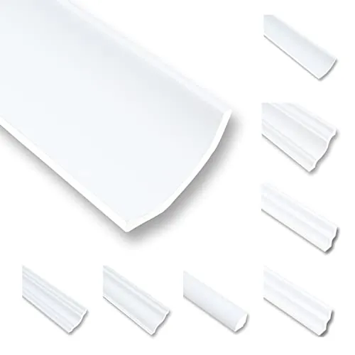 Meter Deckenleisten Styropor XPS - Elegante Abschlussleiste für Decken - 4 Meter Styropor Zierleisten NA10 in Weiß, perfekt für saubere Wand-Decke Übergänge. Überstreichbar und einfach zu verarbeiten, ideal für stilvolle Raumgestaltungen.