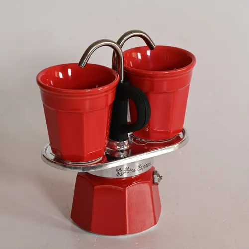 Bialetti Mini Espresso Set rot 2 Tassen Porzellan Camping Outdoor Mini Express
