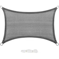 EUGAD Sonnensegel Rechteckig Quadratisch Sonnenschutz 200 g/m2 Garten Balkon Terrasse HDPE Wetterfest Atmungsaktiv Grau, 4x6m, grau
