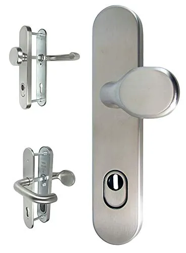 Edelstahl Hausstür Schutzbeschlag 1586 U-Form HS 92 mm ES1 - Hochwertiger Edelstahl Schutzbeschlag für Haustüren, mit Kernziehschutz und schwerer Ausführung. Ideal für Türstärken von 64-75 mm, geprüft nach DIN-Standards.