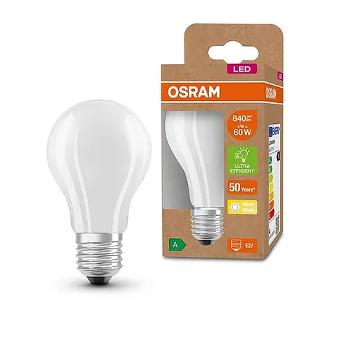 Osram LED Filament A60 Birne 4W = 60W E27 matt 840lm Warmweiß 3000K effizient