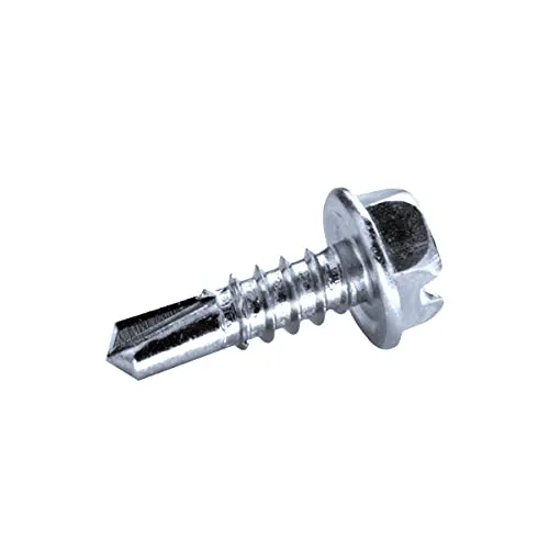 GOEBEL® - 1000 x Bohrschrauben (Ø x L) 4,2 x 13,0 mm Stahl verzinkt angepresster Bund DIN7504L Werksnorm Sechskant Längsschlitz Selbstbohrende Selbstschneidende Schrauben