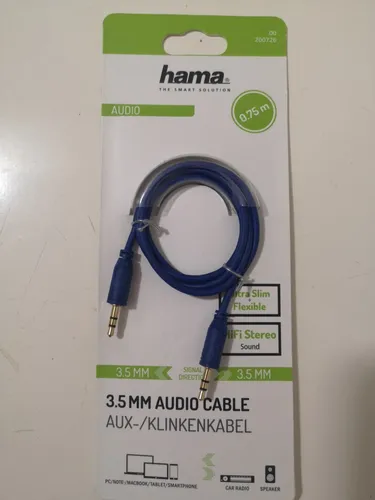 Hama Audio Klinkenkabel m/m 3,5mm Ultra Slim + Flexibel Vergoldet 0,75m Blau
