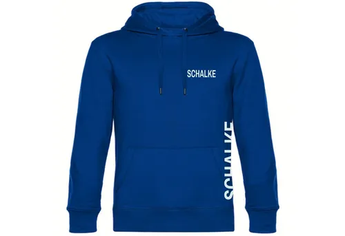 multifanshop Kapuzensweatshirt Schalke - Hoodie blau S - Sportliches Kapuzensweatshirt in Blau für Fans, gefertigt aus 80% Baumwolle und 20% Polyester, ideal für Freizeit und Stadionbesuche.