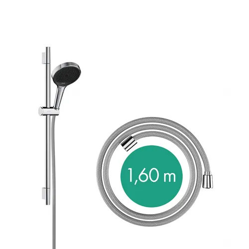hansgrohe Rainfinity Duschset - Rund mit 3 Strahlarten - Handbrausen Set mit 65 cm Brausestange und 160 cm Designflex Schlauch. Genießen Sie das Duscherlebnis mit mikrofeinen Tropfen und einfacher Strahlarten-Umschaltung.
