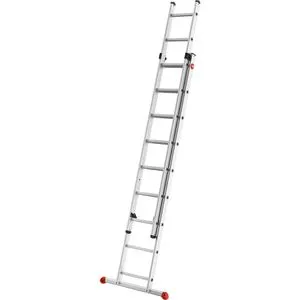 Hailo S80 ProfiStep Duo Alu-Schiebeleiter - 2 x 9 Sprossen, belastbar bis 150 kg, sprossenweise höhenverstellbar und Made in Germany, für sicheren Stand und vielseitige Anwendung