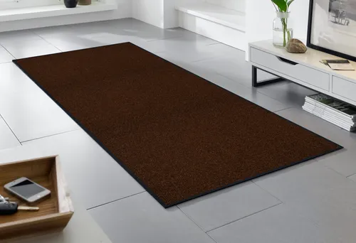 wash+dry by Kleen-Tex Fußmatte Trend Uni, dunkelbraun - Rechteckige Schmutzfangmatte, waschbar und rutschhemmend, ideal für In- und Outdoor-Bereiche, strapazierfähig und pflegeleicht.