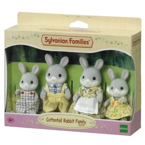 Cottontail Rabbit Family - Sylvanian Families Hasenfamilie mit 4 Figuren, fördert kreatives Spielen und Fantasie bei Kindern