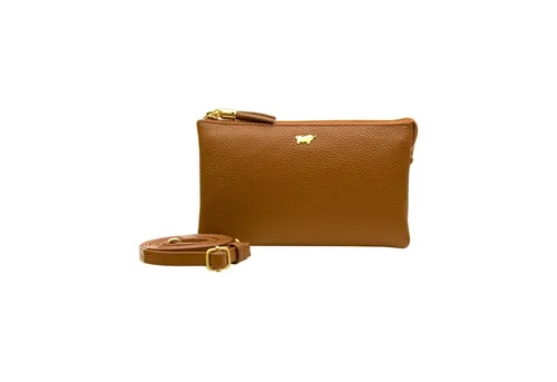 Braun Büffel HANNA Umhängetasche cognac - Hochwertige Umhängetasche aus genarbtem Leder mit praktischem Format und zeitlosem Design. Ideal für den Alltag, mit feiner Lederquaste und drei Tragevarianten.