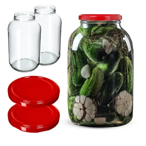 KADAX 2st 4L Einmachgläser mit Schraubdeckel fi100mm für Gurken, Kombucha, Kimchi | Konservengläse weite Öffnung zum Einlegen, Fermentieren, Einmachglas zum Einlegen, Einkochgläser, Gurkenglas (Rot)