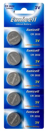 CR2032 3V Lithium Knopfzelle 210 mAh(1 Blistercard a 5 Batterien) Eunicell 5 x