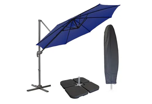 SVITA Ampelschirm 3m Set mit Haube und befüllbarem Ständer - Sonnenschirm für Garten, Balkon oder Terrasse - 360° drehbar, höhenverstellbar und mit stabilen Gewichten für sicheren Halt. Schützt effektiv vor Sonne und UV-Strahlung!