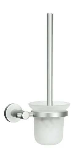 Kleine Wolke APOLLO Milky Wand-WC-Bürstenhalter - Stylischer Wand WC Bürstenhalter aus matt silbernem Metall und milchig weißem Glas. Dank der innovativen EVER PLUS FIX Halterung ist die Montage ohne Bohren möglich – ideal für glatte Oberflächen und ein modernes Badezimmerdesign.