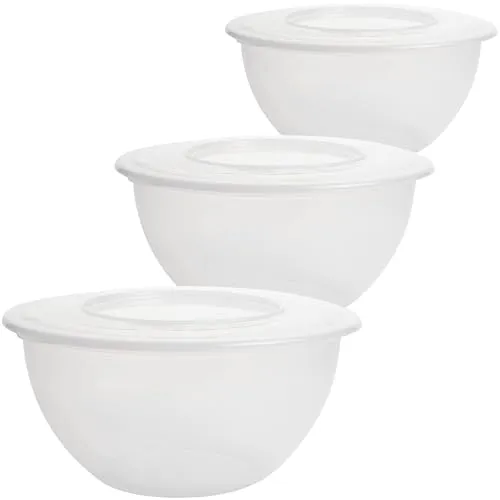 2friends Schüssel mit Deckel 5l 3er Set - Vielseitige Salatschüssel und Rührschüssel, BPA-freies PP, Trendfarbe: Transparent, Ø 28 cm, EU-Fertigung