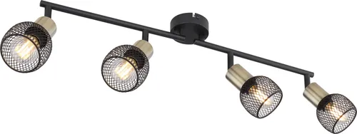 Globo Lighting Strahler Metall schwarz matt, 4x E14 - Lampen mit elegantem Design aus schwarz-mattem Metall und Altmessing. Individuell gestaltbar mit E14-Leuchtmitteln für stimmungsvolles Licht.