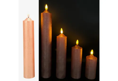 Online-Fuchs LED-Kerze XL aus Echtwachs mit 6-Stunden-Timer - LED-Kerzen in Metallic Farben bis 34 cm, mit realistischer Flamme und praktischer 6-Stunden-Timerfunktion für automatisches Ein- und Ausschalten.