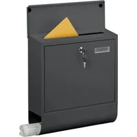 Briefkasten Mailbox Postfach mit Namensfenster - Robuster Eisen-Briefkasten in Anthrazit, ideal für Ihr Zuhause. Mit Namensfenster und einfacher Montage durch bebilderte Anleitung.