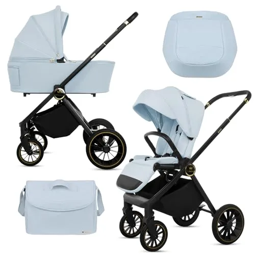 BabyLux® Kinderwagen 2in1 ROSSO – Faltbarer Kombikinderwagen in Blau