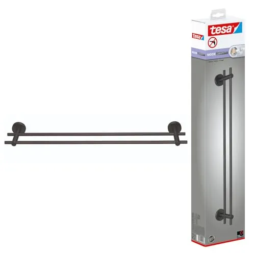 tesa MOON Graphite Doppel Handtuchstange in grau von tesa