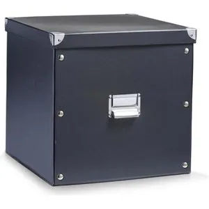 Zeller Aufbewahrungsbox 17635, 35Liter, mit Deckel, Pappe, schwarz, A4, 33 x 34 x 32cm