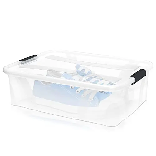 BigDean Aufbewahrungsbox mit Deckel transparent - 7L + Clipverschluss - Stapelbox Ordnungsbox Clipbox Lagerbox Box mit Deckel Storage Boxes - Klarsichtbox mit Deckel – stapelbar durchsichtig