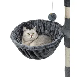 lionto Liegemulde für Kratzbäume, Liegefläche mit stabilem Metallrahmen & Stoffbezug, 40 cm Durchmesser, 25 cm Tiefe, grau - Dunkelgrau