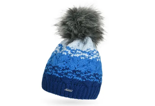 Neverless Bommelmütze Damen Strick-Mütze mit Fleecefutter Fell-Bommel Kunstfell Wintermütze